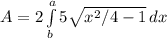 A=2\int\limits^a_b {5\sqrt{x^2/4-1} } \, dx