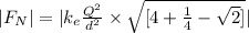 |F_N|=|k_e\frac{Q^2}{d^2}\times \sqrt{[4+\frac{1}{4}-\sqrt{2}]}|