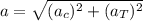 a=\sqrt{(a_{c})^{2}+(a_{T})^{2}}