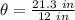 \theta=\frac{21.3\ in}{12\ in}