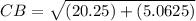 CB = \sqrt{(20.25) + (5.0625)}