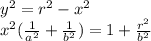 y^2=r^2-x^2\\x^2(\frac{1}{a^2}+\frac{1}{b^2})=1+\frac{r^2}{b^2}
