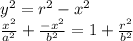 y^2=r^2-x^2\\\frac{x^2}{a^2}+\frac{-x^2}{b^2}=1+\frac{r^2}{b^2}