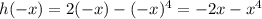 h(-x)=2(-x)-(-x)^4=-2x-x^4