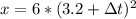 x = 6*(3.2 + \Delta t)^2