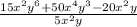 \frac{15x^{2}y^{6}+50x^{4}y^{3}-20x^{2}y}{5x^{2}y}