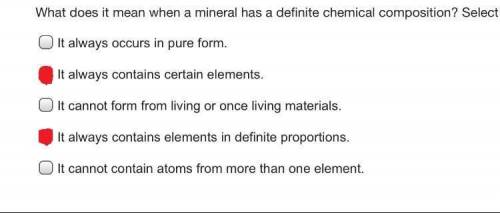 What does it mean when a mineral has a definite chemical composition?  select 2 choices