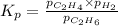 K_p=\frac{p_{C_2H_4}\times p_{H_2}}{p_{C_2H_6}}