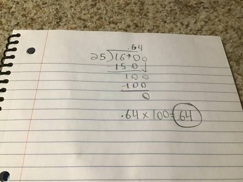 16/25 as a decimal fraction in simplest form