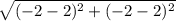 \sqrt{(-2 -2)^{2} + (-2-2)^{2}}
