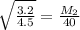 \sqrt{\frac{3.2}{4.5}}=\frac{M_2}{40}