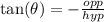 \tan(\theta)= -  \frac{opp}{hyp}