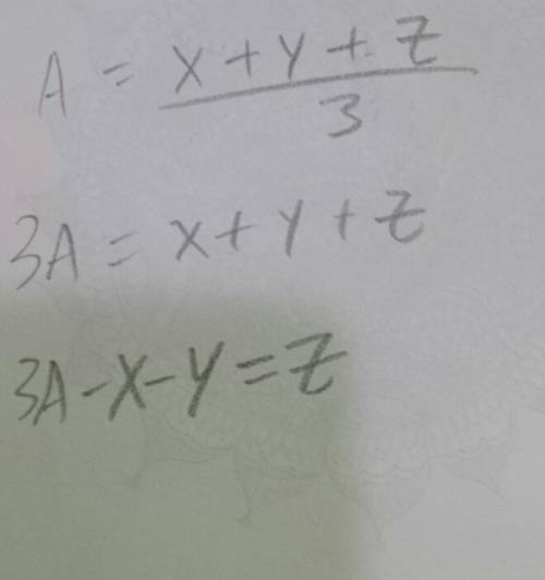 Solve for z  a= x+y+z/3 a. z=3a-x=y b. z=3a+x+y c. z=-3a-x-y d. z=3a-x-y