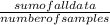 \frac{sum of all data}{number of samples}