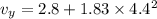 v_y=2.8+1.83\times 4.4^2