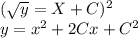 ( \sqrt{y} = X + C) ^{2}  \\ y =  x^{2} + 2Cx + C^2