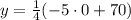 y=\frac{1}{4}(-5\cdot 0+70)