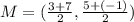 M=(\frac{3+7}{2},\frac{5+(-1)}{2})