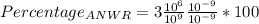 Percentage_{ANWR}=3\frac{10^{6}}{10^{9}} \frac{10^{-9}}{10^{-9}}*100