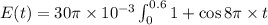 E(t)=30\pi\times10^{-3}\int_{0}^{0.6}{1+\cos8\pi \times t}