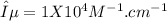 ε = 1 X 10^{4} M^{-1}.cm^{-1}