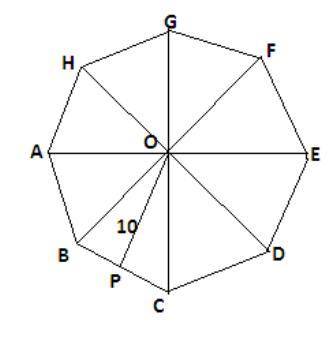 Aregular octagon has an apothem measuring 10 in, and a perimeter of 66.3 in what is the area of the