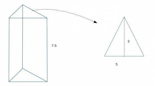 Find the volume of a triangular prism with the following dimensions. round to the nearest cubic unit