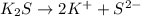 K_2S\rightarrow 2K^++S^{2-}