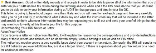 You get a letter in the mail stating that you have been chosen by the irs for an audit. what are som