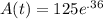 A(t)=125e^{.36}