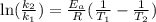 \ln(\frac{k_2 }{k_1}) = \frac{E_{a} }{R}(\frac{1}{T_1} - \frac{1 }{T_2 })
