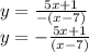 y = \frac {5x + 1} {- (x-7)}\\y = - \frac {5x + 1} {(x-7)}