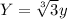 Y=\sqrt[3]{3}y
