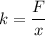 k=\dfrac{F}{x}