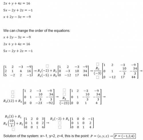 Solve the system of equations by finding the reduced row-echelon form of the augmented matrix for th