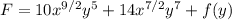 F=10x^{9/2}y^5+14x^{7/2}y^7+f(y)