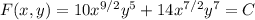 F(x,y)=10x^{9/2}y^5+14x^{7/2}y^7=C