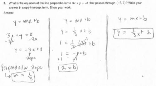 Write the equation of the line perpendicular to 3x+y=-8 that passes through (-3,1)