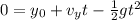 0=y_0 + v_y t - \frac{1}{2}gt^2