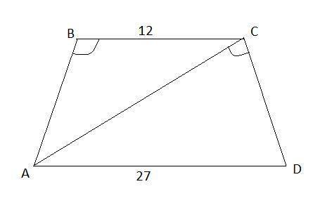 In trapezoid abcd, ac is a diagonal and ∠abc≅∠acd. find ac if the lengths of the bases bc and ad are