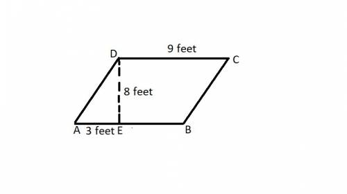 Felicia has a garden in the shape of a parallelogram as shown. what is the area of her garden?  72 f