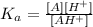 K_a=\frac{[A][H^+]}{[AH^+]}