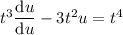 t^3\dfrac{\mathrm du}{\mathrm du}-3t^2u=t^4