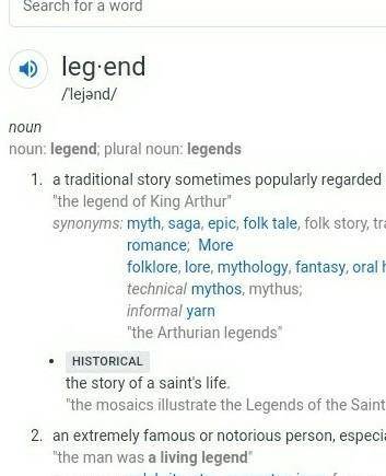 What are legends?  most fictional stories about events that happened in the past.