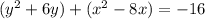 (y ^ 2+6y) + (x ^ 2 - 8x) = -16