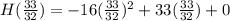 H(\frac{33}{32})=-16(\frac{33}{32})^2+33(\frac{33}{32})+0
