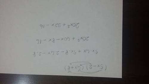 Can someone  explain how to simplify (5x-2)(4x+8)?