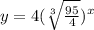 y=4(\sqrt[3]{\frac{95}{4}})^{x}