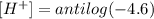 [H^+]=antilog(-4.6)