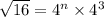 \sqrt{16}=4^n\times 4^3